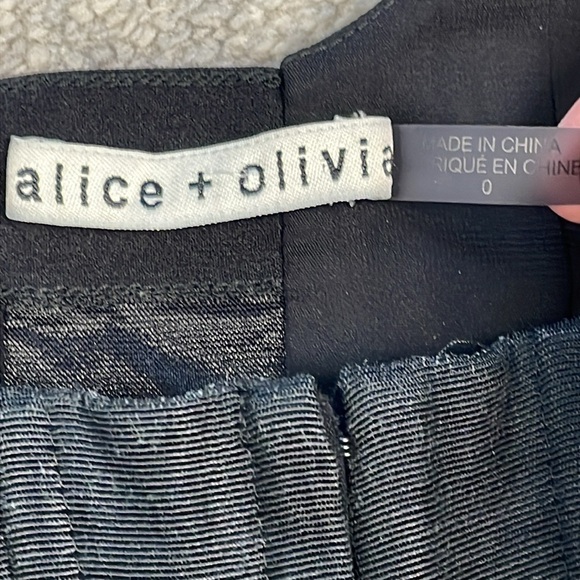 Alice + Olivia Breslin Boned Corset Top Black Wood Grain Look Crop Sz 0 - Picture 7 of 16